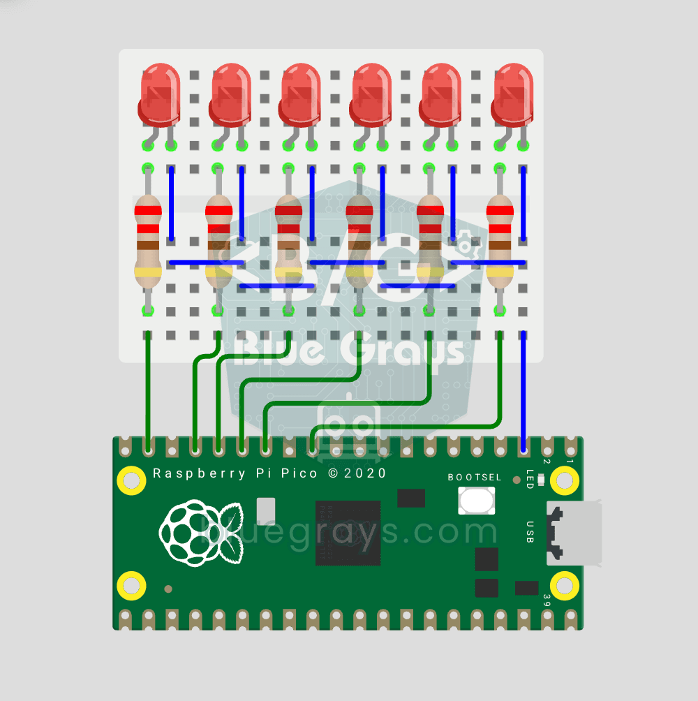Raspberry Pi Pico LED Secuencial (6 LEDs, GP14 → GP9)