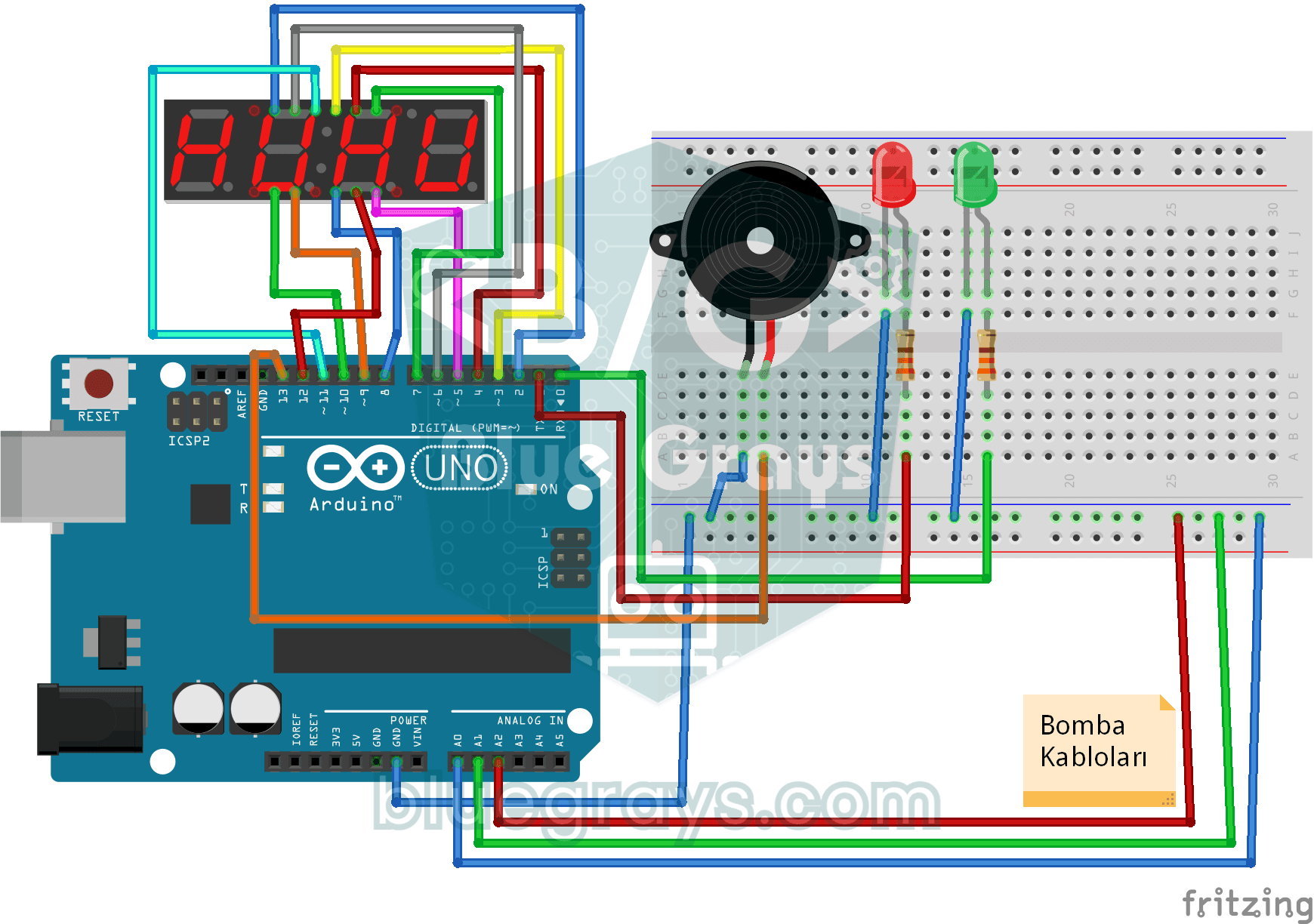 4'lü 7 Segment Display İle Bomba Animasyonu