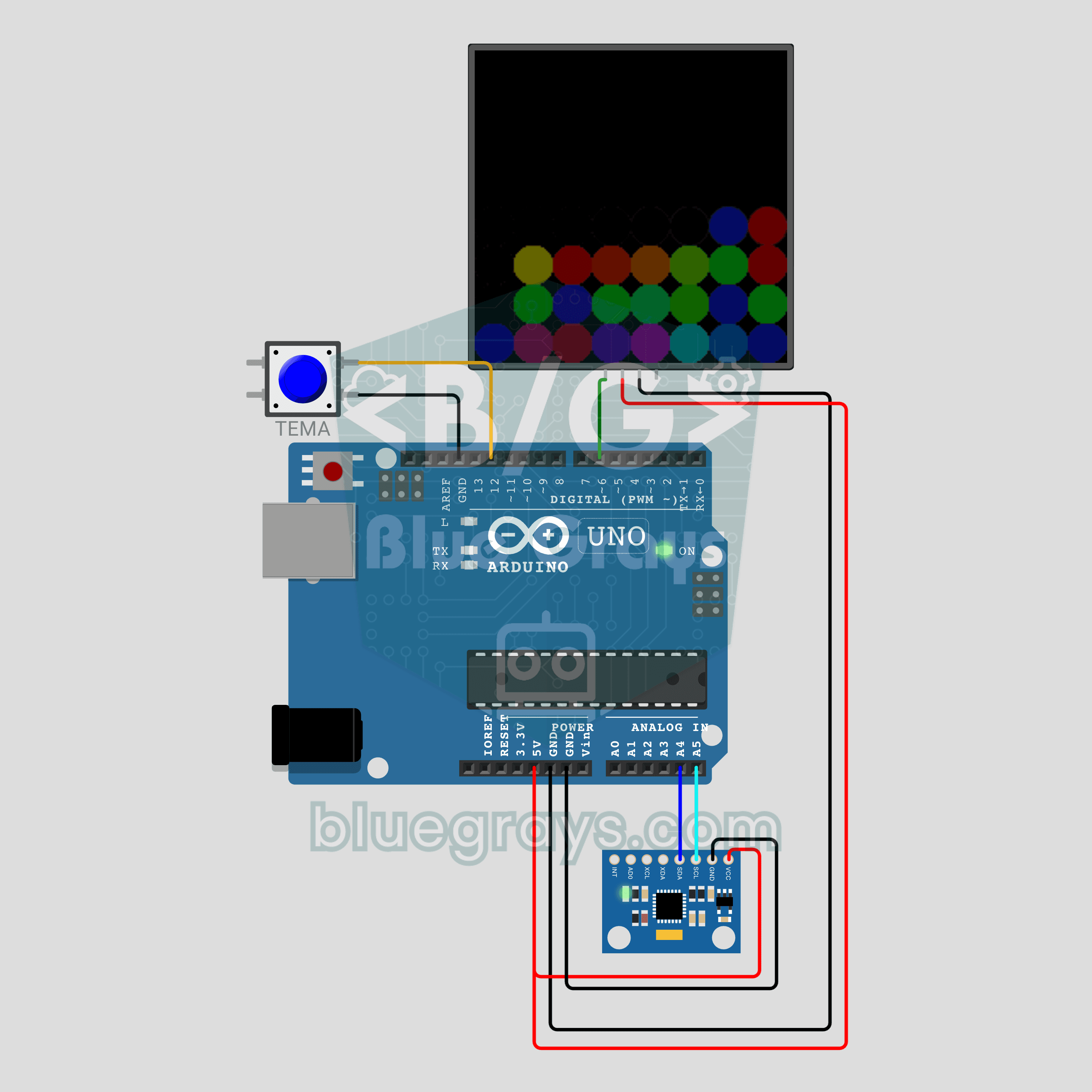 Arduino Tilt-Controlled Digital Sand (MPU-6050 + 8x8 NeoPixel Matrix)
