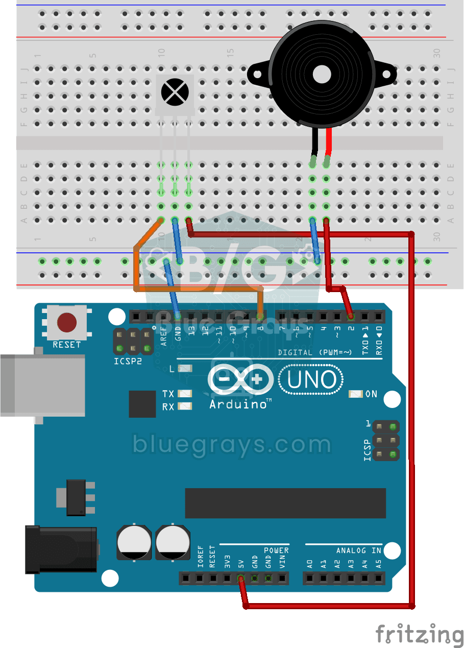 Riproduzione pronta della melodia con ricevitore IR, controller e buzzer