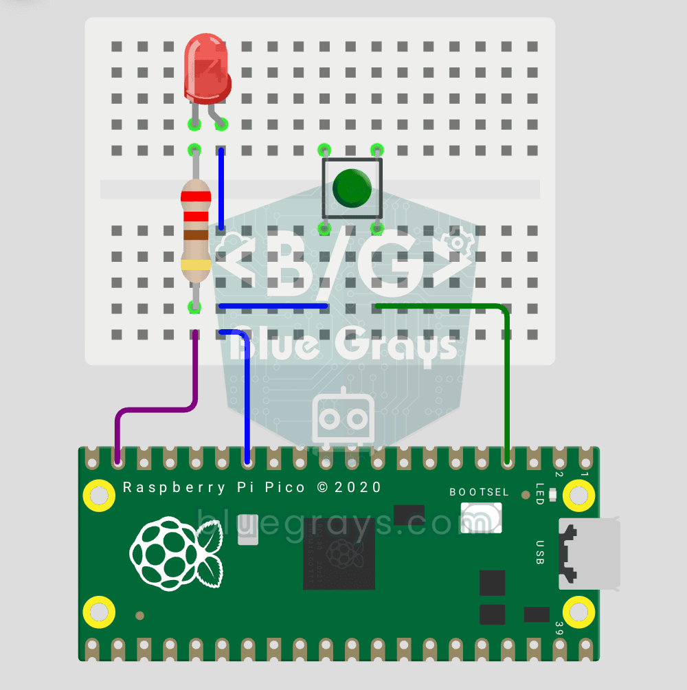 Raspberry Pi Pico Button Toggle LED (GP14 + GP2)
