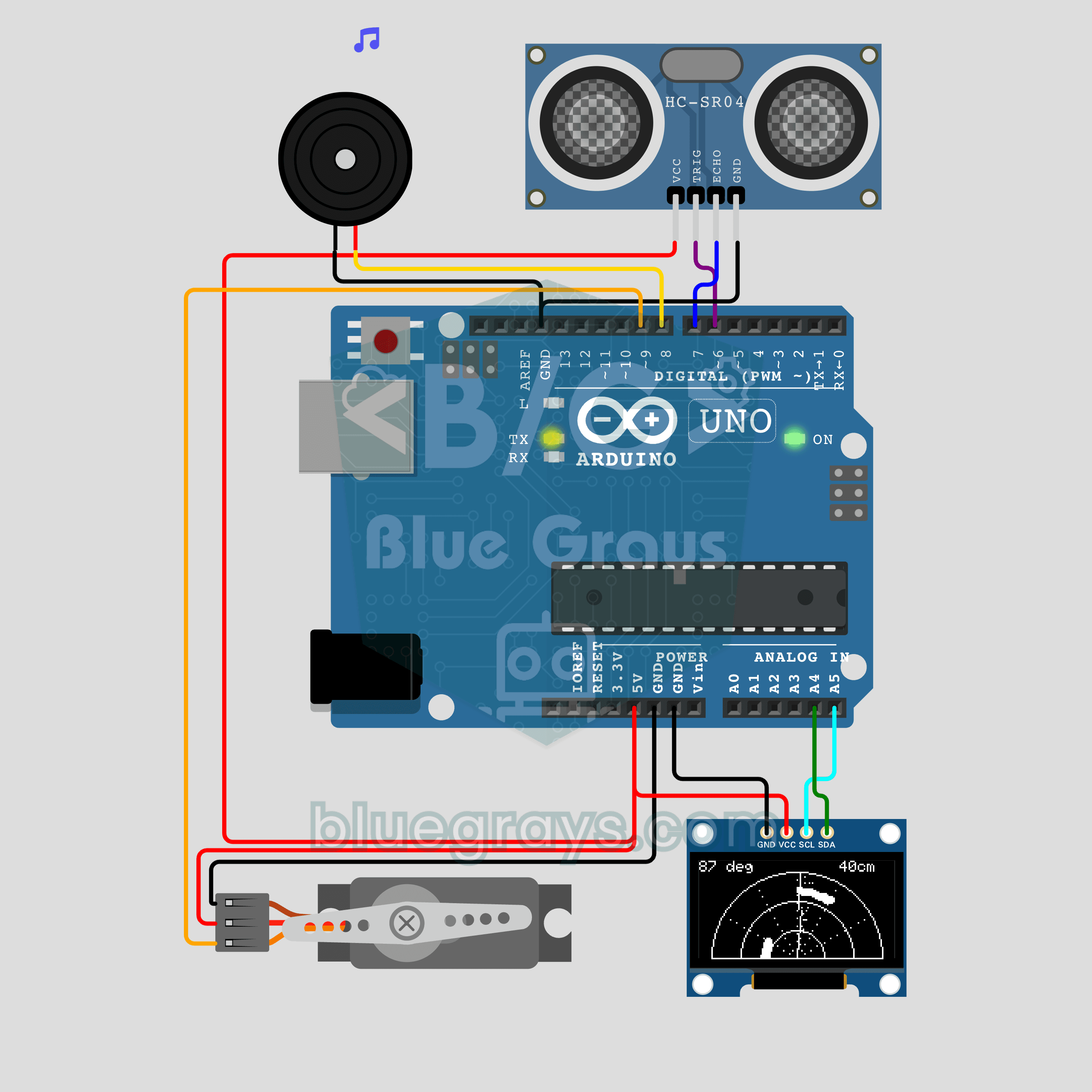 Arduino Mini Radar (Servo + HC-SR04 + OLED Display)