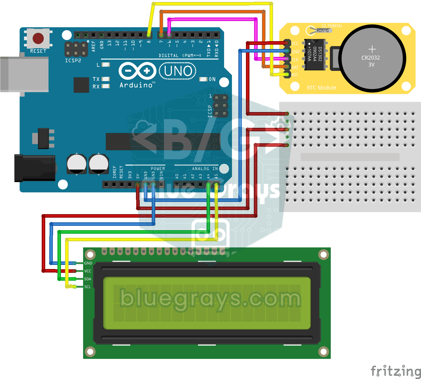 DS1302 RTC-Uhr Verwendung mit LCD-Anzeige