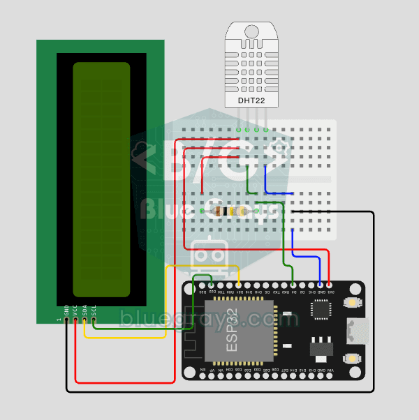 ESP32 DHT22 Sıcaklık ve Nem (LCD Ekranlı) - Circuit